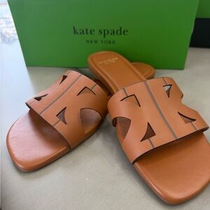 BNIB Kate Spade Duo Slide Sandals - Saddle Brown - Size 8